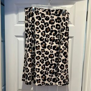 Ann Taylor Leopard Print Black and Tan A-Line Midi Skirt - Like New!